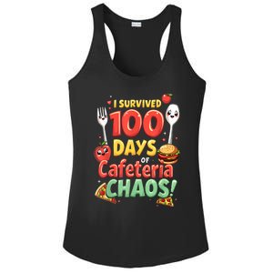 Funny Survived 100 Days Of School Cafeteria Staff Lunch Lady Ladies PosiCharge Competitor Racerback Tank