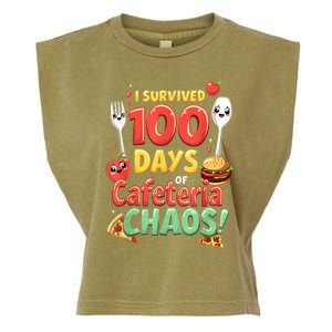 Funny Survived 100 Days Of School Cafeteria Staff Lunch Lady Garment-Dyed Women's Muscle Tee