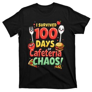 Funny Survived 100 Days Of School Cafeteria Staff Lunch Lady Gift T-Shirt