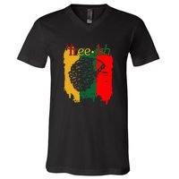 Freeish Since 1865 Juneteenth Black Women Black Pride 1865 Gift African Pride V-Neck T-Shirt