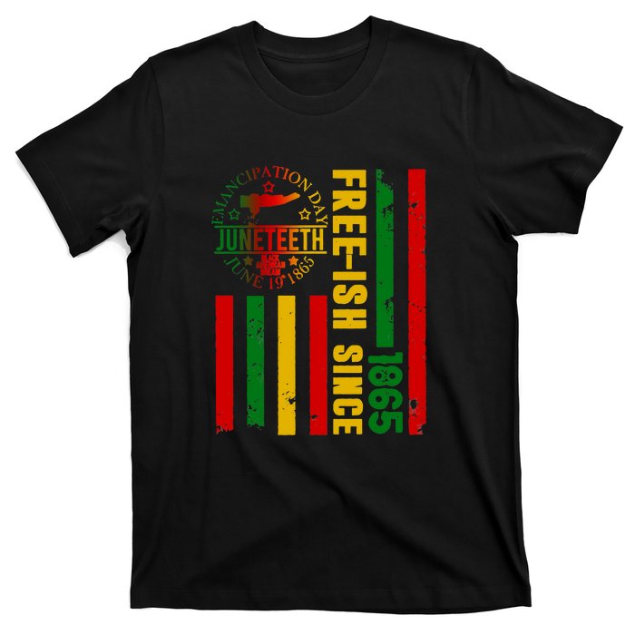 Freeish Since 1865 With Pan African Flag For Juneteenth Gift African Pride T-Shirt