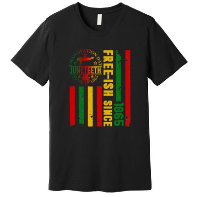 Freeish Since 1865 With Pan African Flag For Juneteenth Gift African Pride Premium T-Shirt