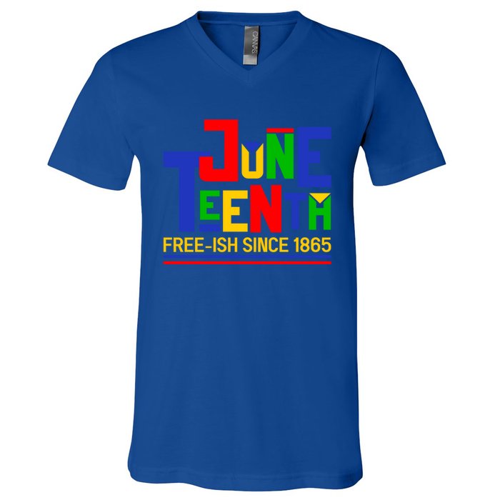 Freegiftish Since 1865 Juneteenth Black History Melanin African Funny Gift V-Neck T-Shirt