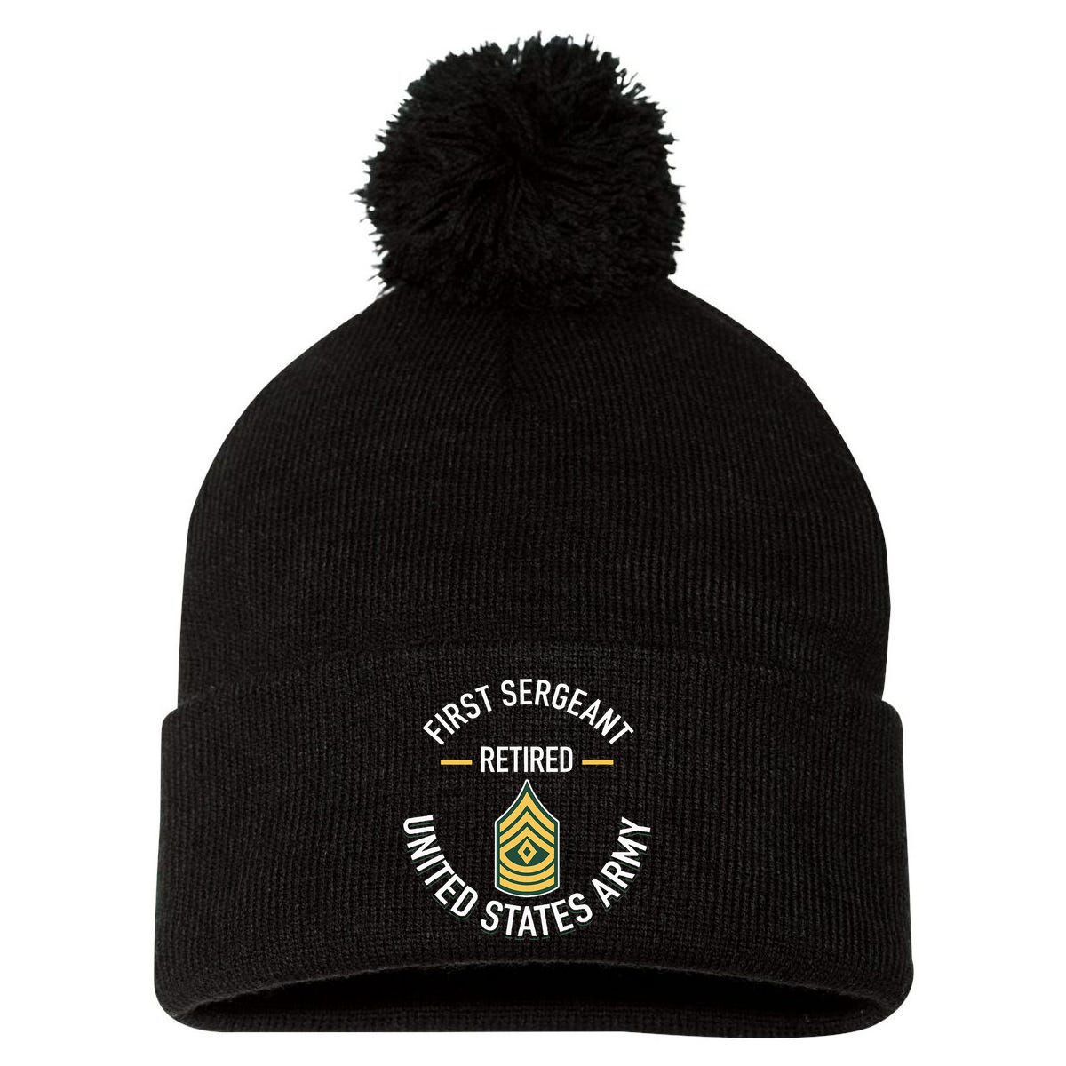 First Sergeant 1sg Retired Army Military Retirement Pom Pom 12in Knit Beanie