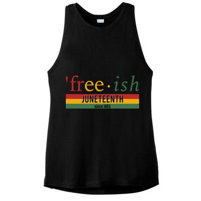 Freeish Since 1865 With Pan African Flag For Juneteenth Ladies PosiCharge Tri-Blend Wicking Tank