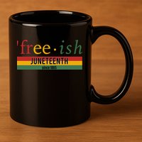 Freeish Since 1865 With Pan African Flag For Juneteenth 11oz C Handle Ceramic Mug