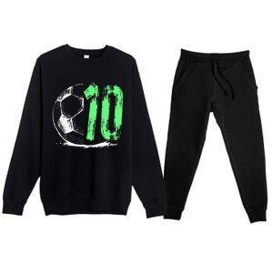 funny soccer 10 years old  birthday party Premium Crewneck Sweatsuit Set