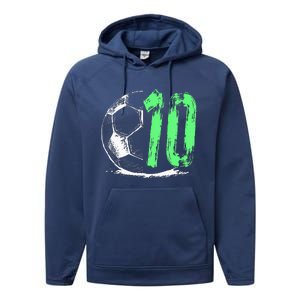 funny soccer 10 years old  birthday party Performance Fleece Hoodie