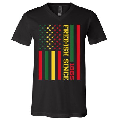 Freeish Since 1865 Juneteenth Black History Flag African V-Neck T-Shirt