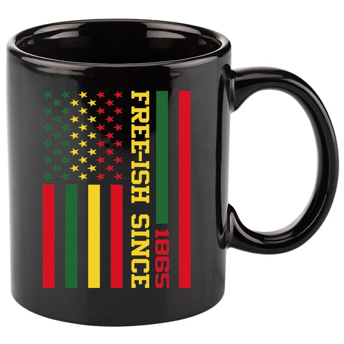 Freeish Since 1865 Juneteenth Black History Flag African 11oz C Handle Ceramic Mug