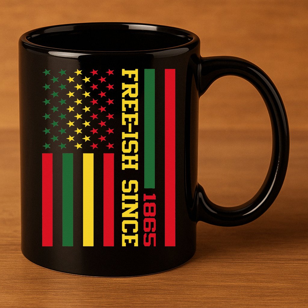 Freeish Since 1865 Juneteenth Black History Flag African 11oz C Handle Ceramic Mug