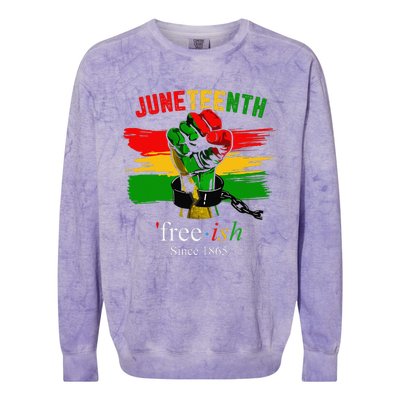 Freeish Since 1865 With Pan African Flag For Juneteenth Colorblast Crewneck Sweatshirt