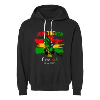 Freeish Since 1865 With Pan African Flag For Juneteenth Garment-Dyed Fleece Hoodie