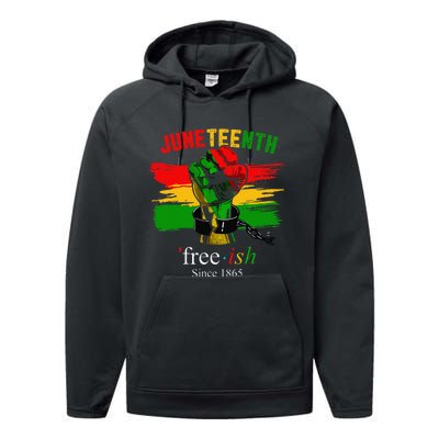 Freeish Since 1865 With Pan African Flag For Juneteenth Performance Fleece Hoodie