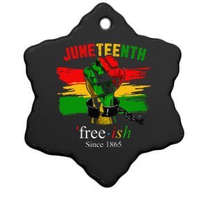 Freeish Since 1865 With Pan African Flag For Juneteenth Ceramic Star Ornament