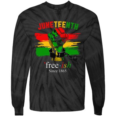 Freeish Since 1865 With Pan African Flag For Juneteenth Tie-Dye Long Sleeve Shirt