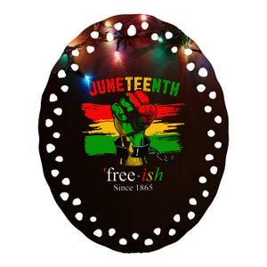 Freeish Since 1865 With Pan African Flag For Juneteenth Ceramic Oval Ornament