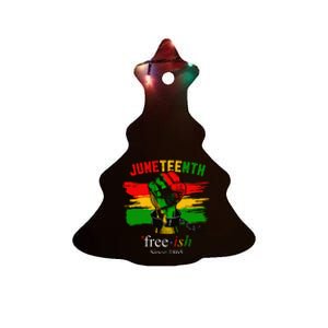 Freeish Since 1865 With Pan African Flag For Juneteenth Ceramic Tree Ornament