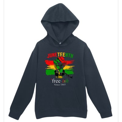 Freeish Since 1865 With Pan African Flag For Juneteenth Urban Pullover Hoodie