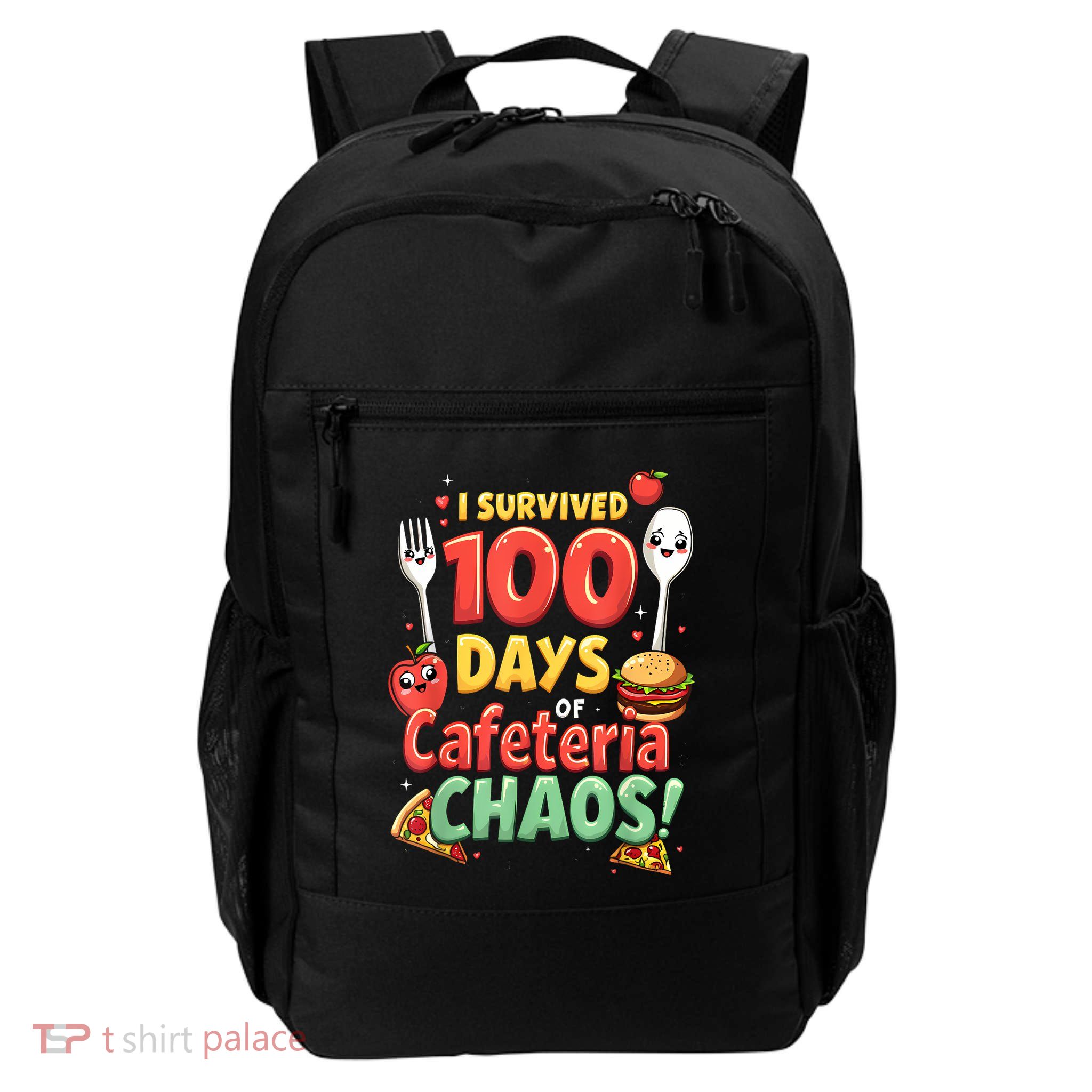 Funny Survived 100 Days Of School Cafeteria Staff Lunch Lady Daily Commute Backpack