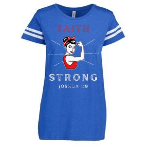 Faith Strongjoshua 19 Inspirational Bible Verse Enza Ladies Jersey Football T-Shirt