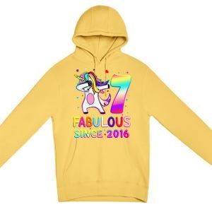 Fabulous Since 2016 Dabbing Unicorn 7th Birthday Gifts Premium Pullover Hoodie