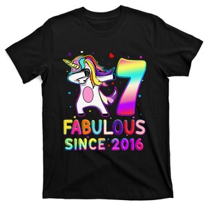 Fabulous Since 2016 Dabbing Unicorn 7th Birthday Gifts T-Shirt