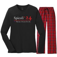 Funny Spicoli 24 Spicoli 2024 Relax I Can Fix It Women's Long Sleeve Flannel Pajama Set 