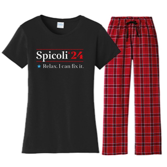 Funny Spicoli 24 Spicoli 24 Relax I Can Fix It Vintage Women's Flannel Pajama Set