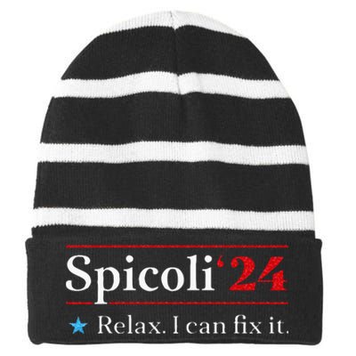 Funny Spicoli 24 Spicoli 24 Relax I Can Fix It Vintage Striped Beanie with Solid Band