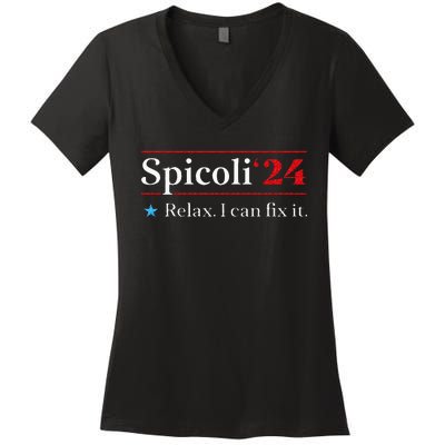 Funny Spicoli 24 Spicoli 24 Relax I Can Fix It Vintage Women's V-Neck T-Shirt