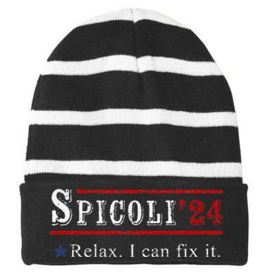 Funny Spicoli 24 Spicoli 2024 Relax I Can Fix It Vintage Striped Beanie with Solid Band