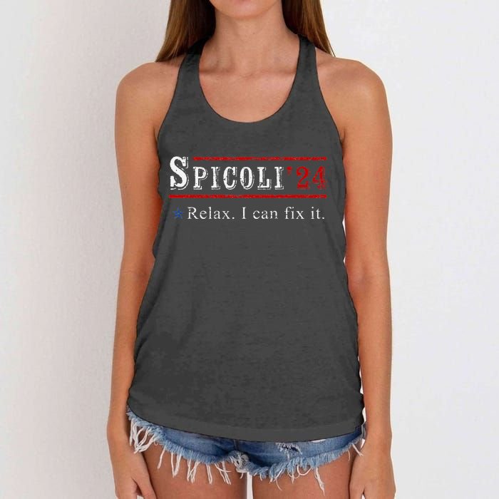 Funny Spicoli 24 Spicoli 2024 Relax I Can Fix It Vintage Women's Knotted Racerback Tank