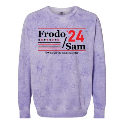 Frodo Sam 2024 I Will Take The Ring To Mordor Funny Colorblast Crewneck Sweatshirt