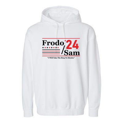 Frodo Sam 2024 I Will Take The Ring To Mordor Funny Garment-Dyed Fleece Hoodie