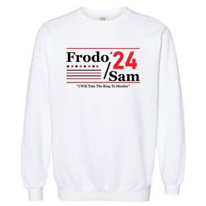 Frodo Sam 2024 I Will Take The Ring To Mordor Funny Garment-Dyed Sweatshirt