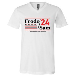 Frodo Sam 2024 I Will Take The Ring To Mordor Funny V-Neck T-Shirt