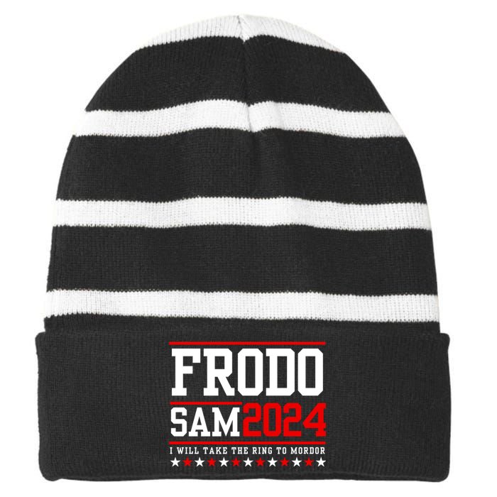 Frodo Sam 2024 I Will Take The Ring To Mordor Striped Beanie with Solid Band