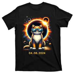 Funny Solar 2024 Eclipse Cat Wearing Eclipse Glasses T-Shirt