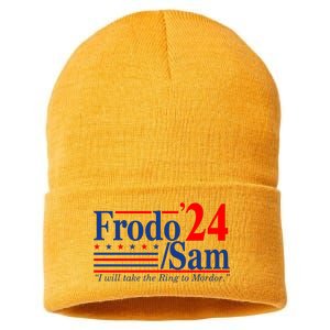 Frodo Sam 2024 I Will Take The Ring To Mordor Funny Sustainable Knit Beanie