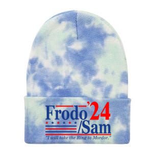 Frodo Sam 2024 I Will Take The Ring To Mordor Funny Tie Dye 12in Knit Beanie