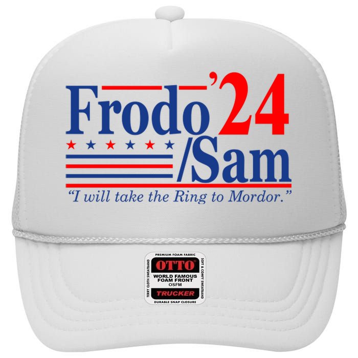 Frodo Sam 2024 I Will Take The Ring To Mordor Funny High Crown Mesh Back Trucker Hat