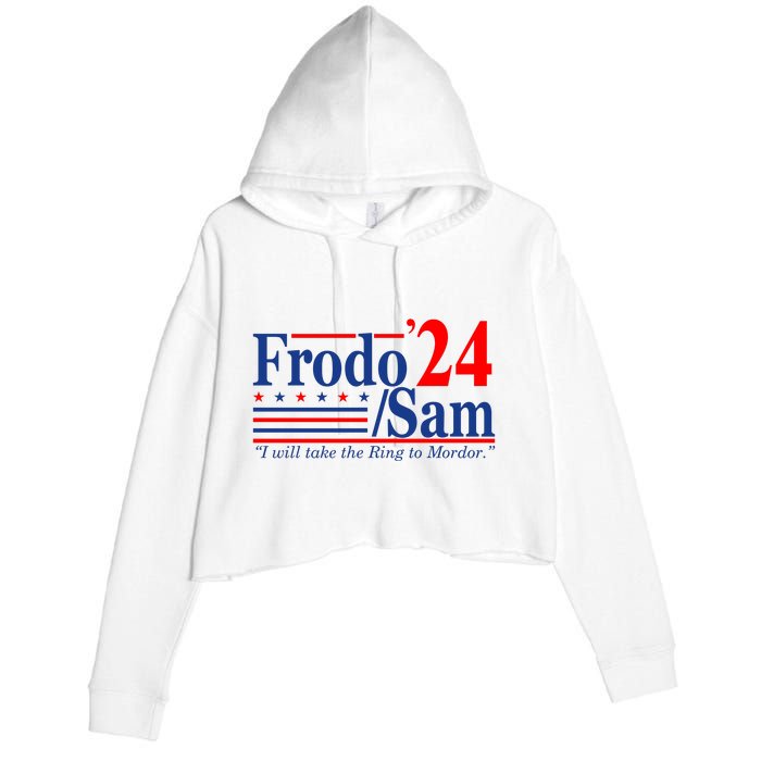 Frodo Sam 2024 I Will Take The Ring To Mordor Funny Crop Fleece Hoodie