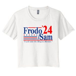 Frodo Sam 2024 I Will Take The Ring To Mordor Funny Women's Crop Top Tee