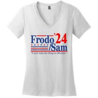 Frodo Sam 2024 I Will Take The Ring To Mordor Funny Women's V-Neck T-Shirt