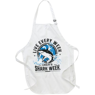 Funny Shark 2024 Week Guess What Week Is It Shark Lover Gift Full-Length Apron With Pockets