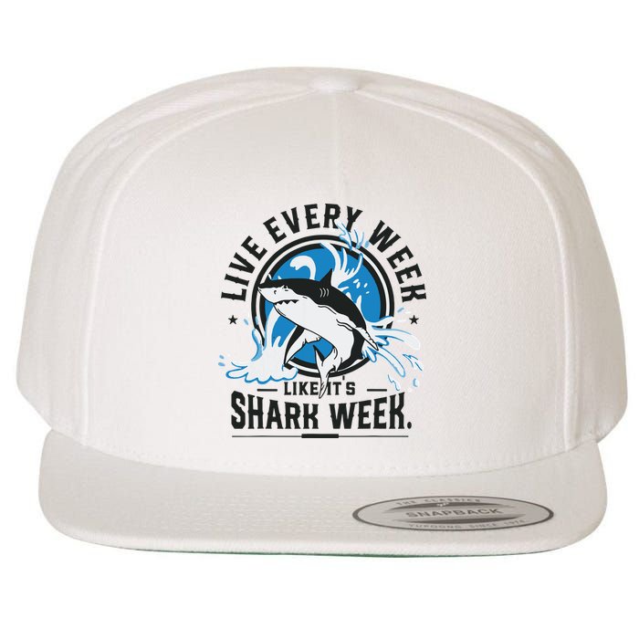 Funny Shark 2024 Week Guess What Week Is It Shark Lover Gift Wool Snapback Cap