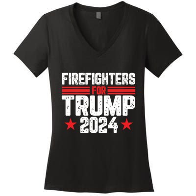 Firefighters Support 2024 Political Theme Women's V-Neck T-Shirt