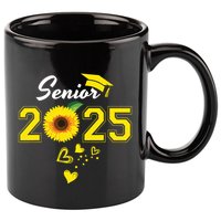 Funny Senior 2025 Funny Graduation Sunflower Class Of 2025 11oz C Handle Ceramic Mug