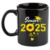 Funny Senior 2025 Funny Graduation Sunflower Class Of 2025 11oz C Handle Ceramic Mug